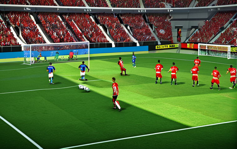 **

"Dynamic FC Online club match scene. Intense gameplay, players in team jerseys with focused expressions, strategic formation on the field.  Vibrant stadium backdrop, modern gaming interface elements overlayed subtly. Action shot, high energy."

**