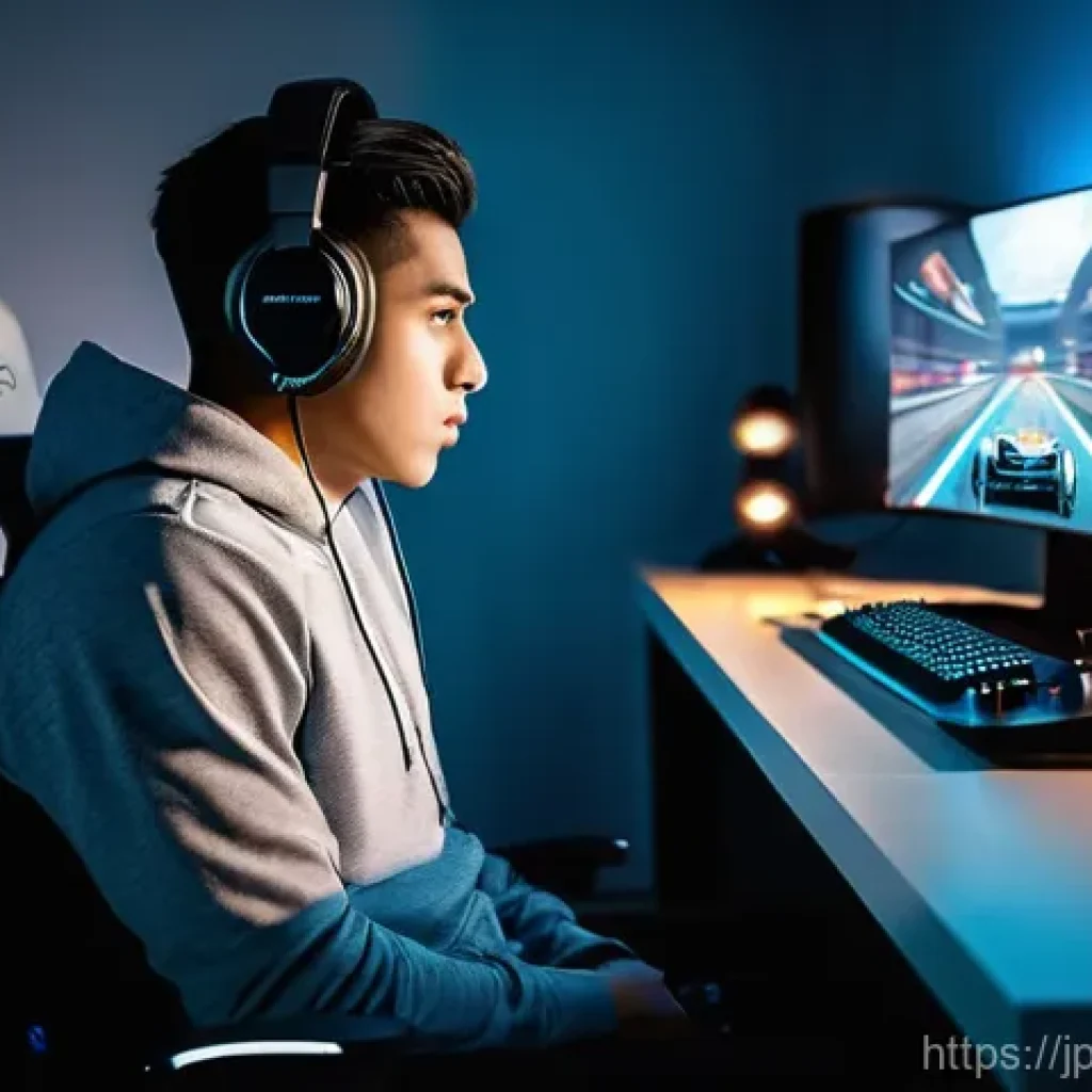 FC온라인 주말 리그 도전법 - **Prompt:** A young male gamer, late 20s, with a focused and determined expression, performing light...