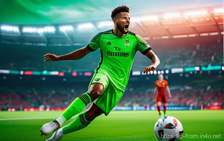 FC온라인 아이템 종류 - **Prompt for Player Enhancement:**
    "A male professional football player in a dynamic action pose...