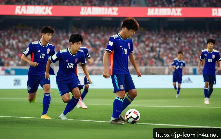 FC온라인 수비 AI 활용법 - A dynamic soccer defensive scene featuring a diverse team of athletic players in modern sportswear a...