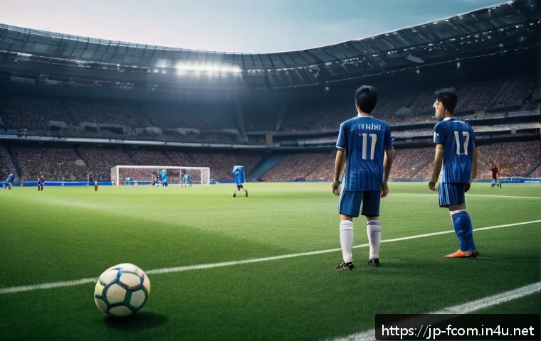 FC온라인 프리킥 성공 비법 - A dynamic scene of a soccer player preparing to take a free kick during a match, focused on the play...